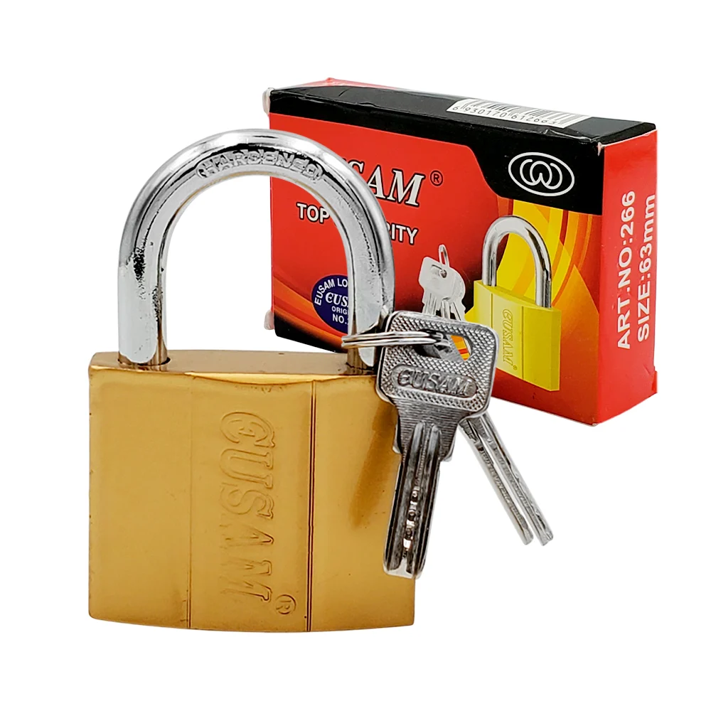 Candado metálico eusam de 63mm + juego de 3 llaves / tl34857