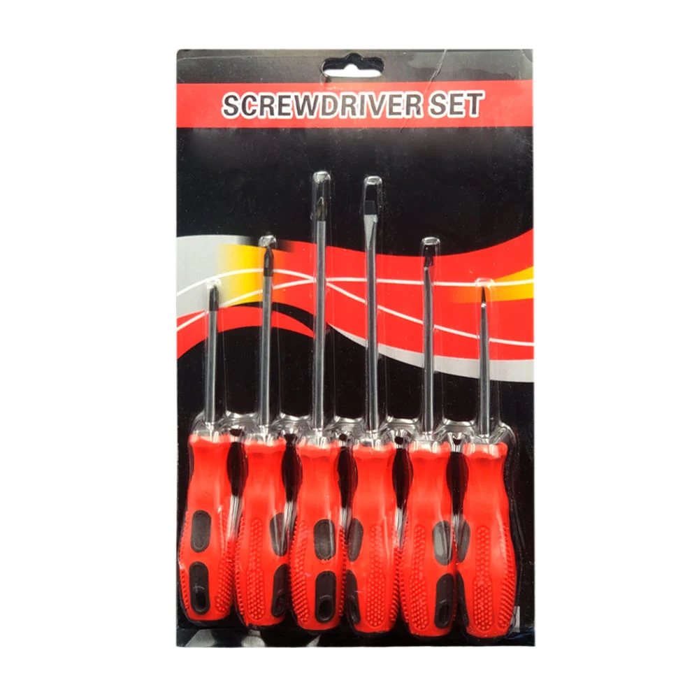 Juego de 6 desarmadores metálicos de diferentes tamaños, punta plana y cruz / screwdriver set / tl35024
