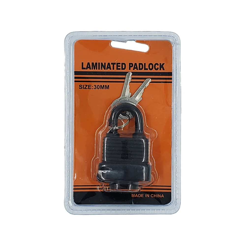 1pza Candado laminado negro de 30mm con juego de 2 llaves / laminated padlock / tl43143