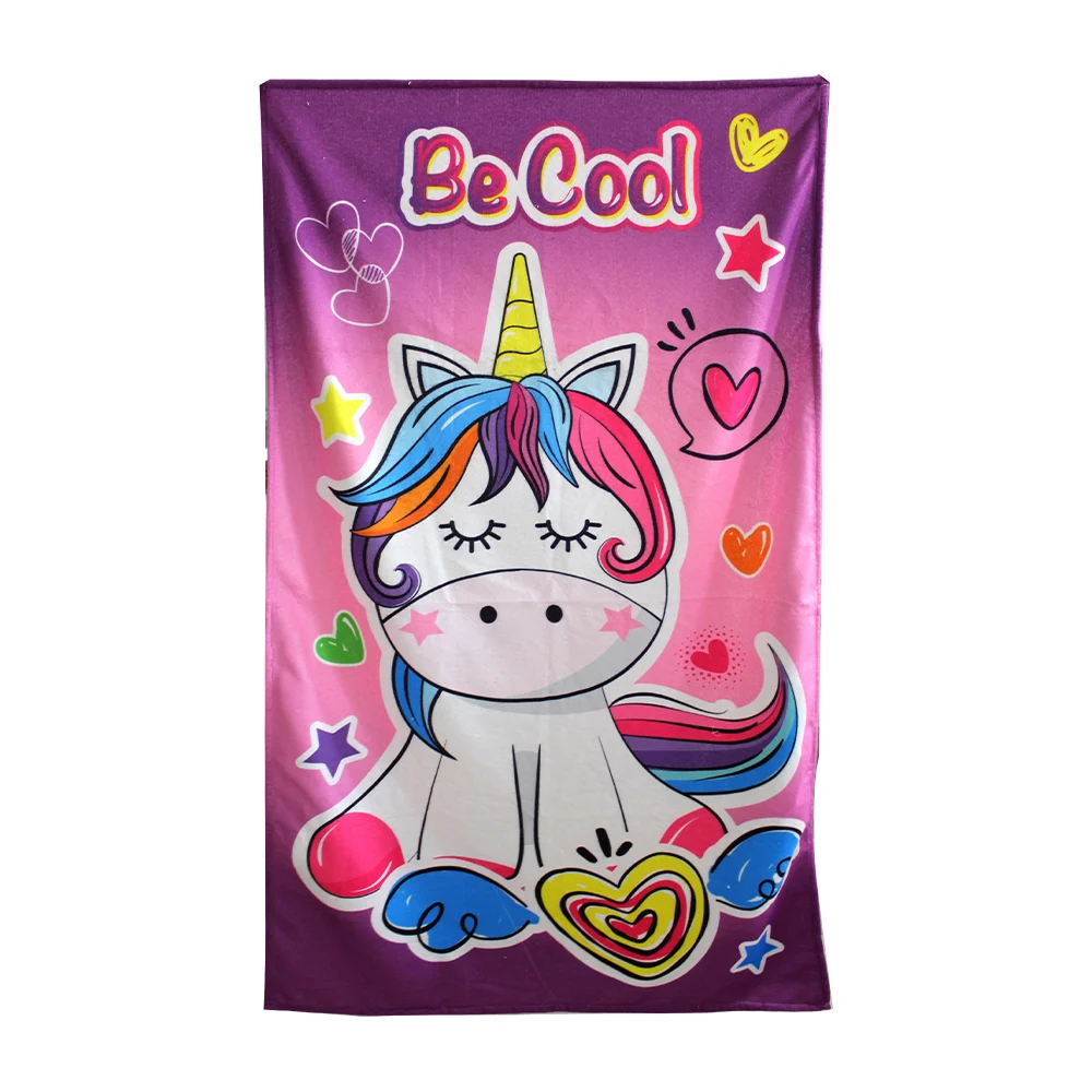 Toalla rectangular multifuncional de microfibra reforzada con estampado de unicornio, 75x135cm
