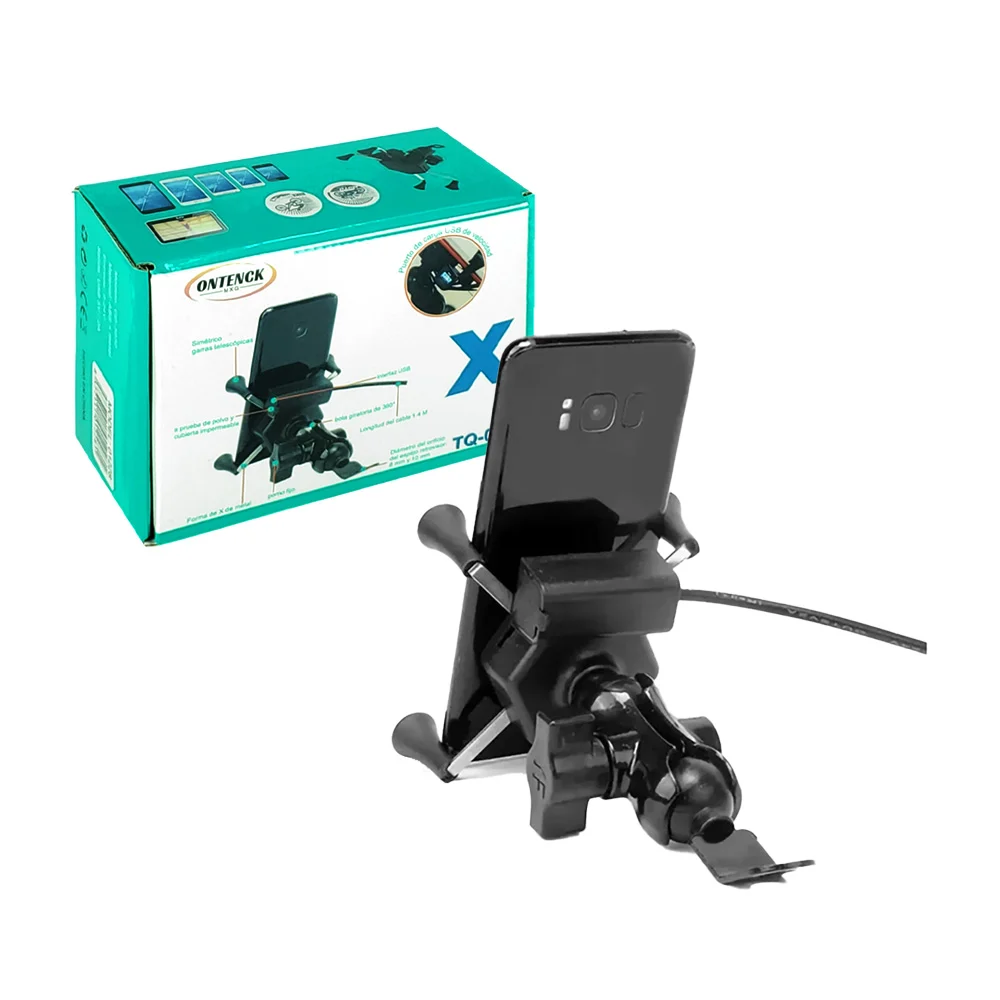 Soporte metálico con forma de x y bloqueo de 4 garras de teléfono para motocicleta, variedad de colores / tq-044