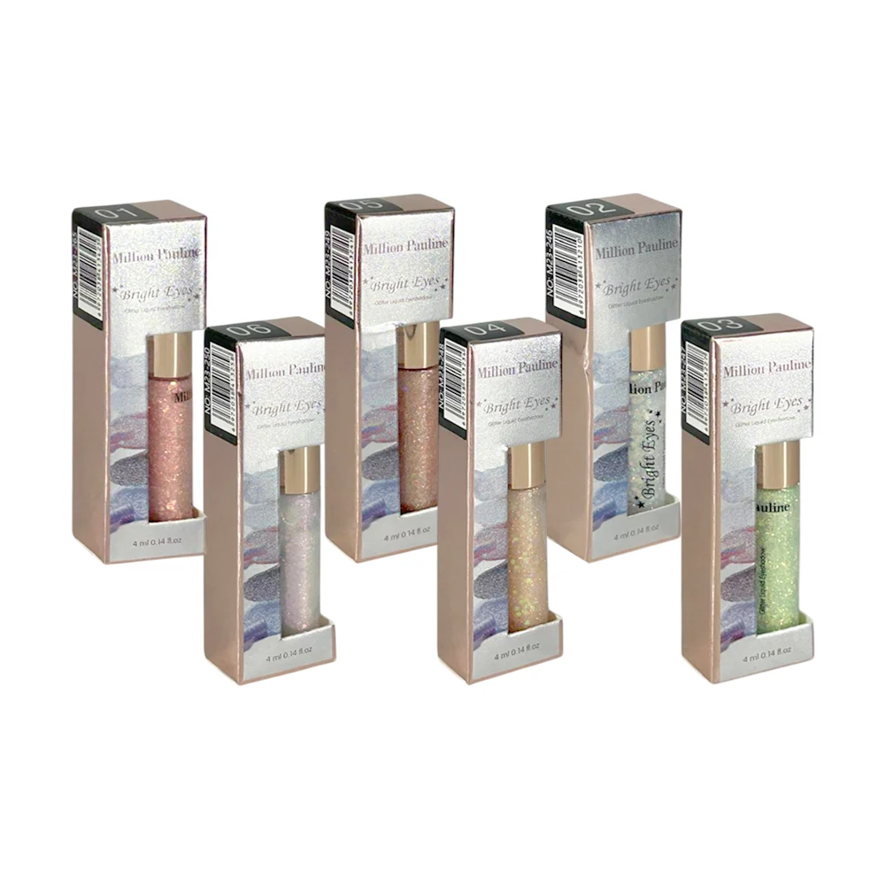 1pza Delineador líquido million pauline de 4ml con glitter para ojos, variedad de colores / bright eyes / m23