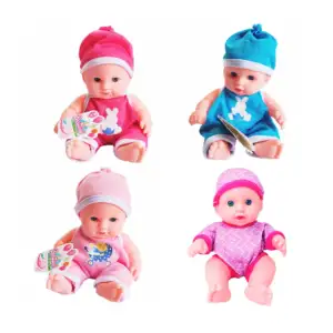Mini muñeca tipo nenuco con ropa y gorro, 18cm, variedad de colores /…