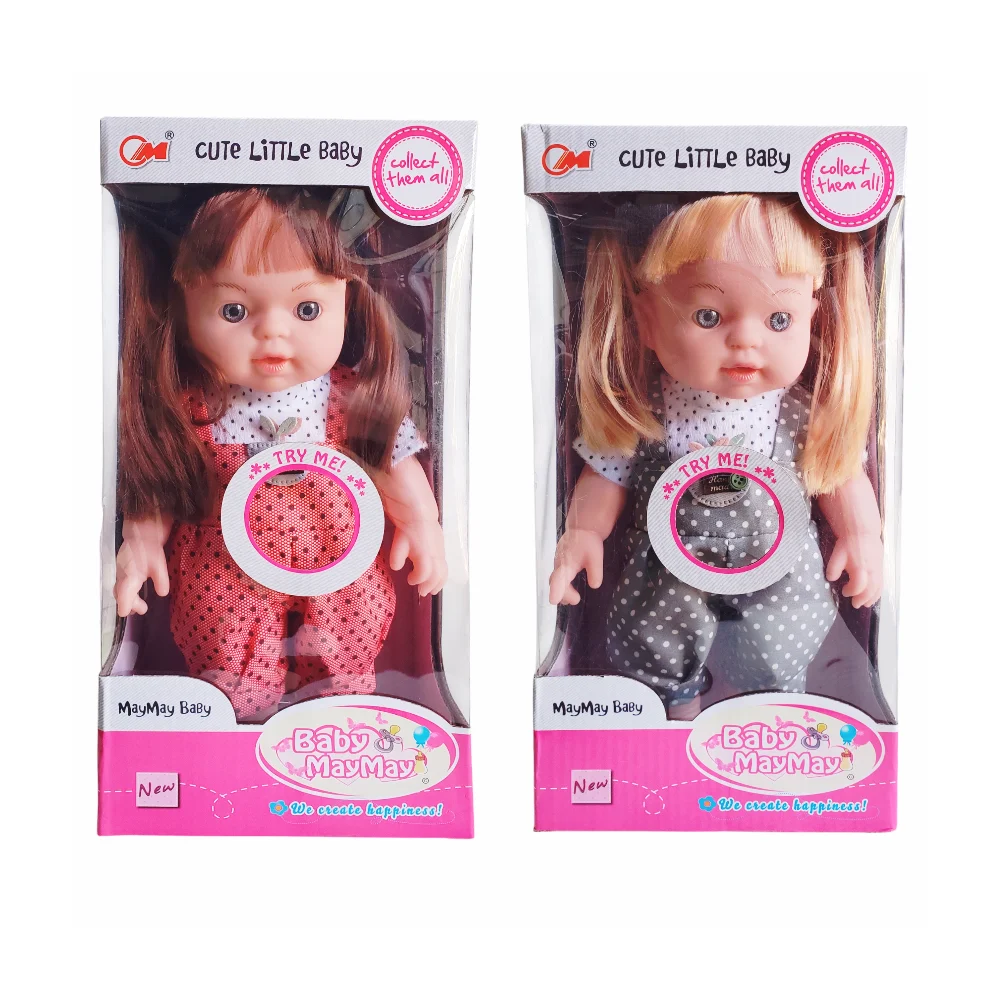 Muñeca baby may may tipo nenuco con sonido, 2 colitas y overol, 29cm, variedad de modelos / ts68550