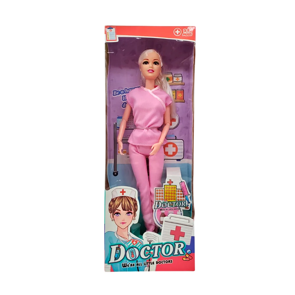 Muñeca articulada con diseño de enfermera, variedad de colores / doctor were all little doctors / hs-557