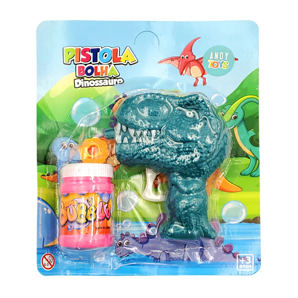 Pistola con forma de dinosaurio de 17.5x20.5x5.5cm para hacer burbujas + mini bote de jabón para burbujas, variedad de colores y modelos / pistola bolha dinossauro / ts90985 / dinosaurio cabezón