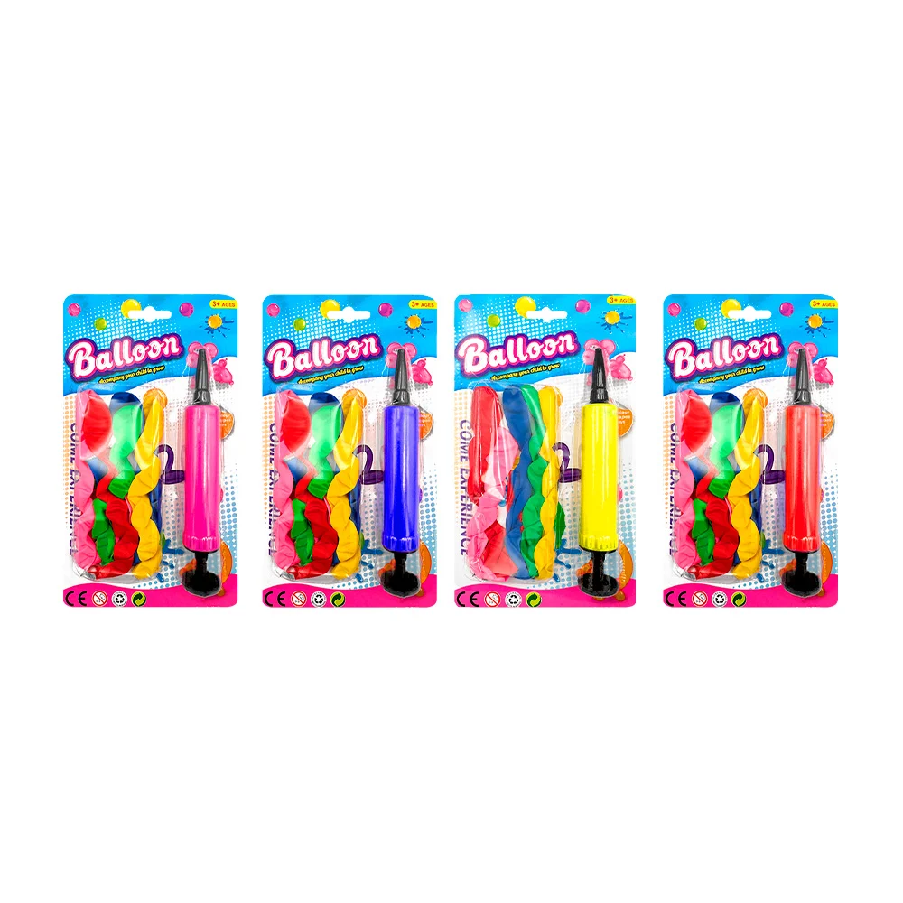 Set con 5 globos largos con efecto espiral y bomba de aire manual chica / balloon / tt544