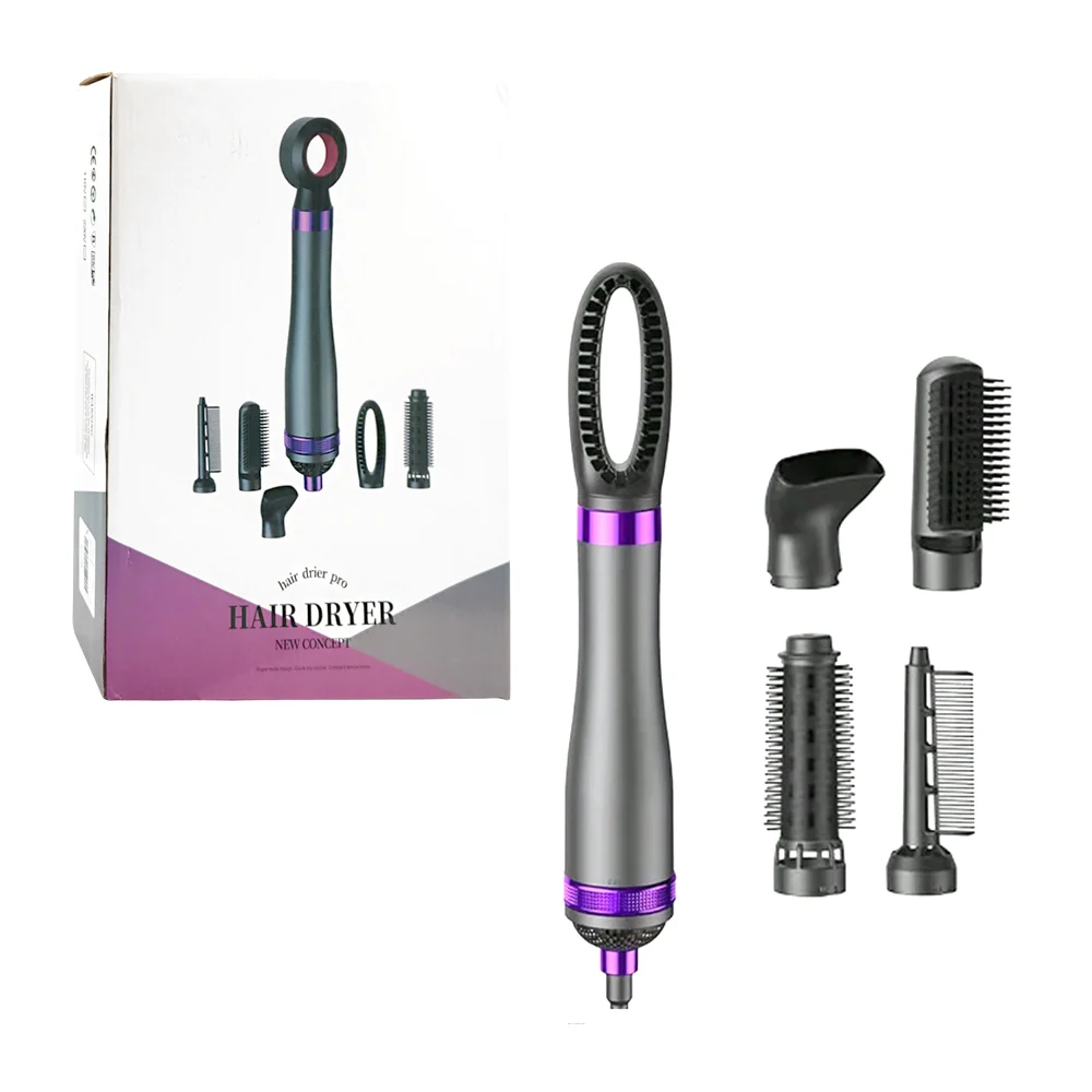 1pza Secadora para cabello con 6 cabezales intercambiables, potencia ajustable y potencia de 110v, variedad de funciones / v3-053 / hair dryer