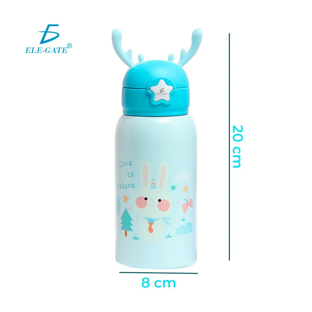 Botella tipo termo de acero inoxidable, diseño de animales, tapaderas intercambiables con diseño de cuernos, funda, capacidad de 500 ml, en variedad de diseños y colores / vas.44.5