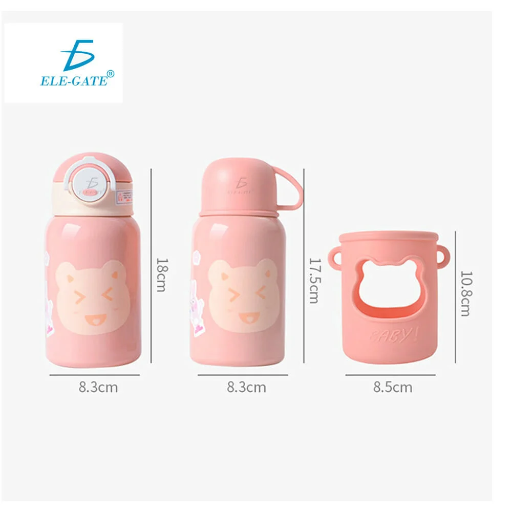Termo ele-gate de acero inoxidable con diseño de animales, doble tapadera intercambiable, taza, funda porta termo y capacidad para 650ml, variedad de diseños / vas.44.6