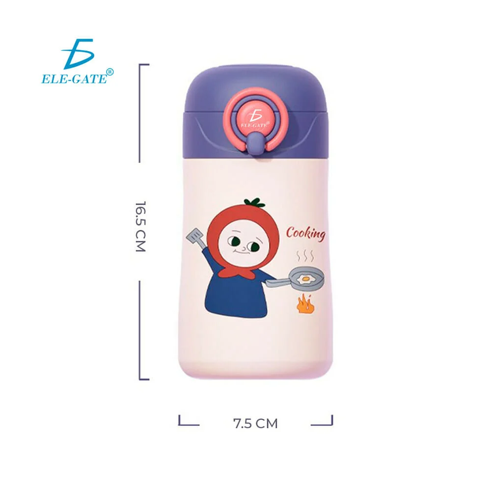 Botella termo ele-gate de broche redondo con popote y capacidad de 500ml, variedad de diseños / cooking / watering