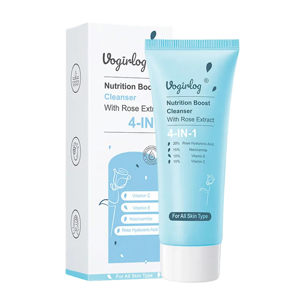 Limpiador facial hidratante 4 en 1 con extracto de rosa, 100g / vogirlog / nutrition boost