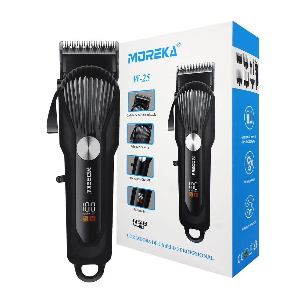Cortadora de cabello profesional moreka con pantalla led, 5v / w-25