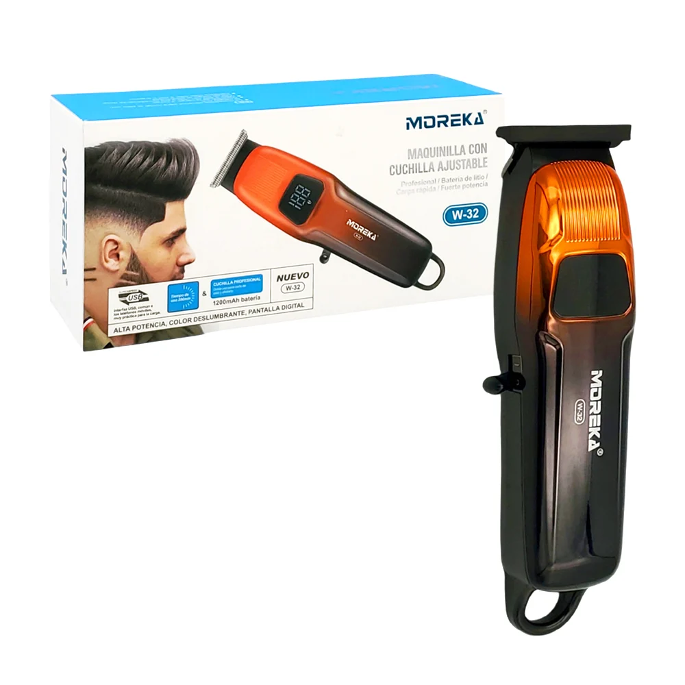 Máquina rasuradora moreka recargable, bicolor, con indicador de carga y cuchilla ajustable, variedad de usos / w-32