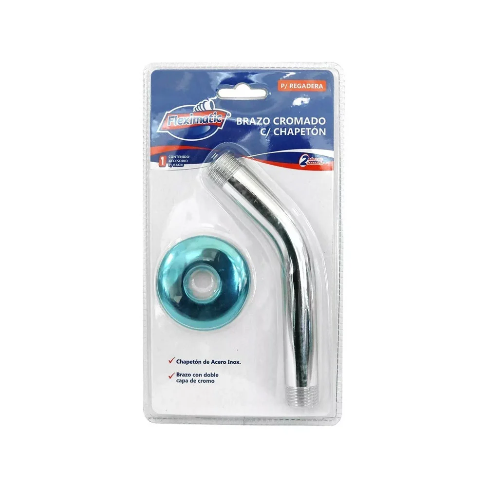 Brazo con doble capa de cromo y chapetón de acero inoxidable para regadera / fleximatic / w4404