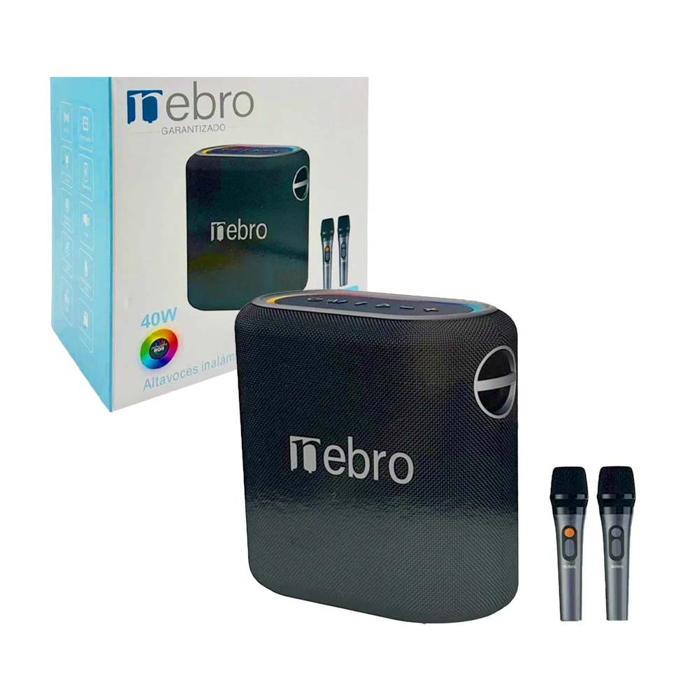 Bocina bluetooth para karaoke con luces led y 2 micrófonos, 40 watts / 365045