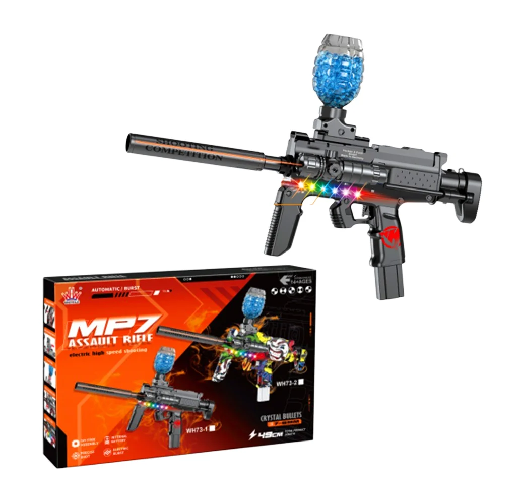 Pistola de juguete mp7 con tanque de balas hidrogel 7-8mm + apuntador infrarrojo y diseño liso / assault rifle / wh73-1