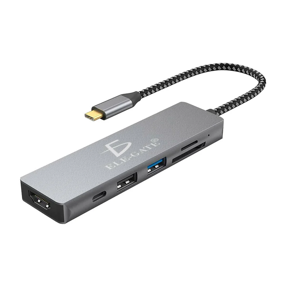 Hub adaptador usb-c ele-gate 6 en 1 con entrada hdmi, tipo c, 2 puertos usb 3.1, tarjeta sd y micro sd / wi.163