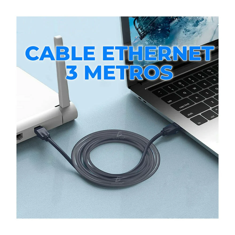 Cable color negro ele-gate Cat7 vention RJ45 ethernet utp de 3 metros / wi.175.3
