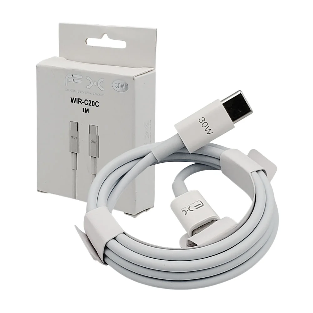 Cable para carga fx de 1 metro con entrada tipo c a tipo c, 30 watts / wir-c20c