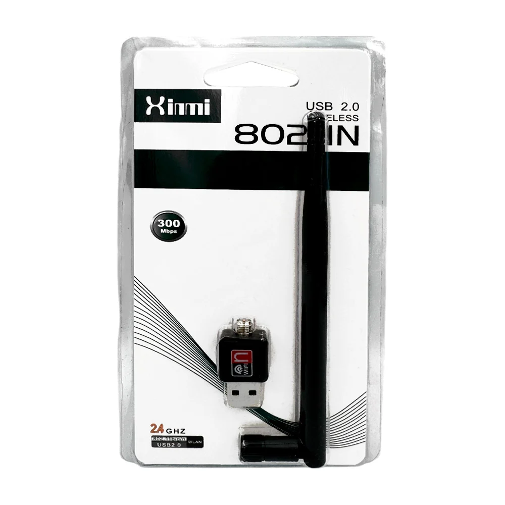 Antena wifi xinmi con adaptador usb, 300mbps y 2.4ghz / wireless usb adapter / wkl-0120