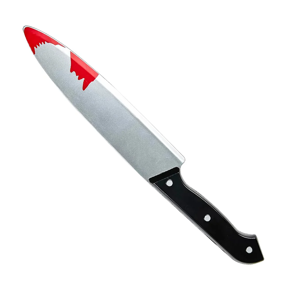 Cuchillo de plástico con sangre plasmada para disfraz de halloween / ws54