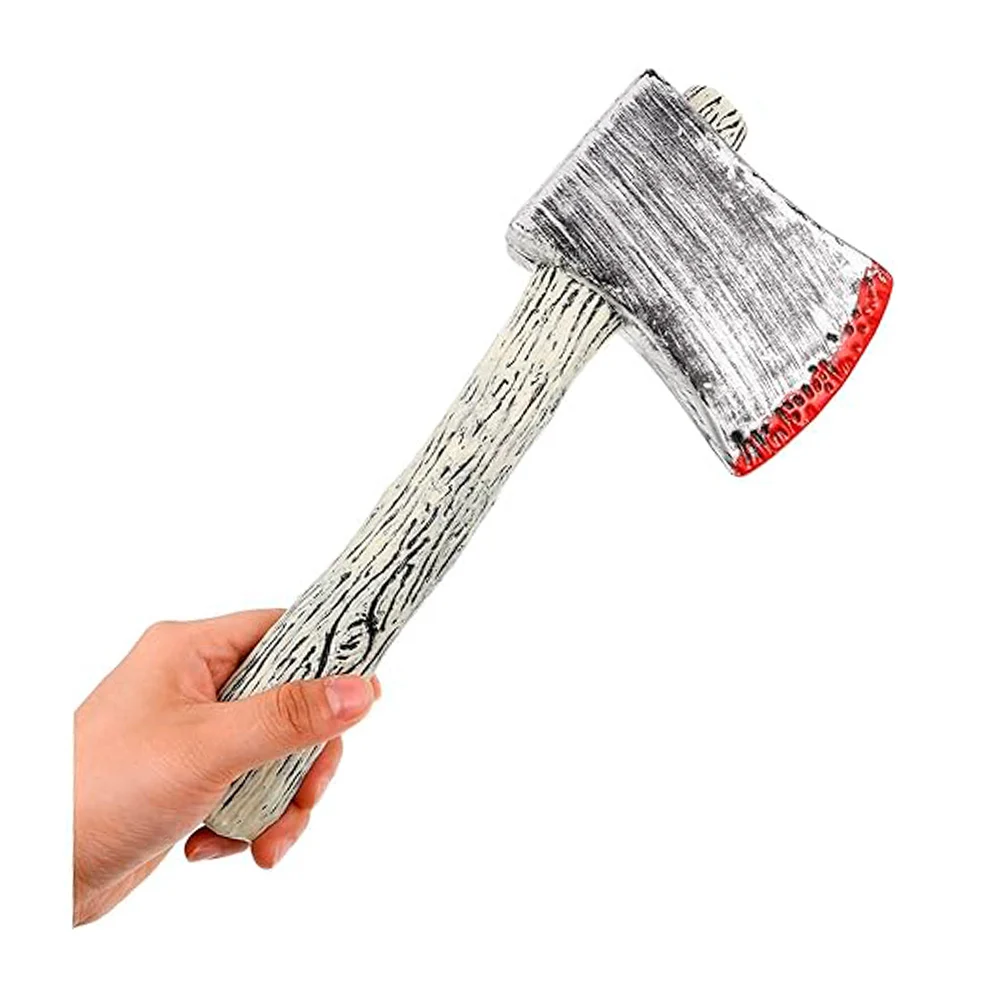 Hacha de plástico con sangre plasmada para disfraz de halloween, 30cm / ws69