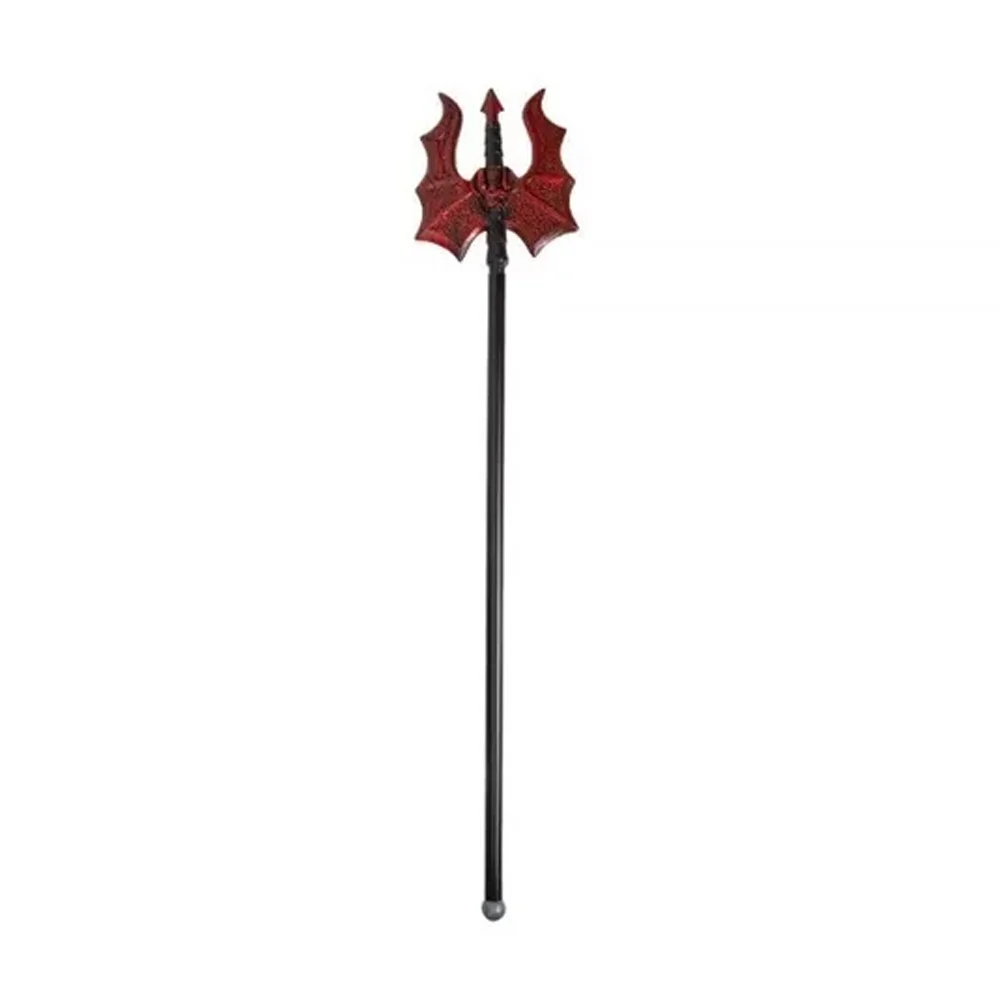 Tridente trinche o hacha con calavera de plástico para disfraz de diablo halloween, 56x11cm / ws74