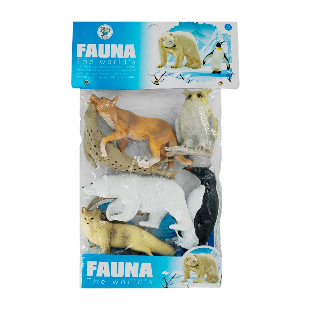 Bolsa / paquete con 6 animales polares medianos de juguete, variedad de modelos / fauna the worlds / wt1086