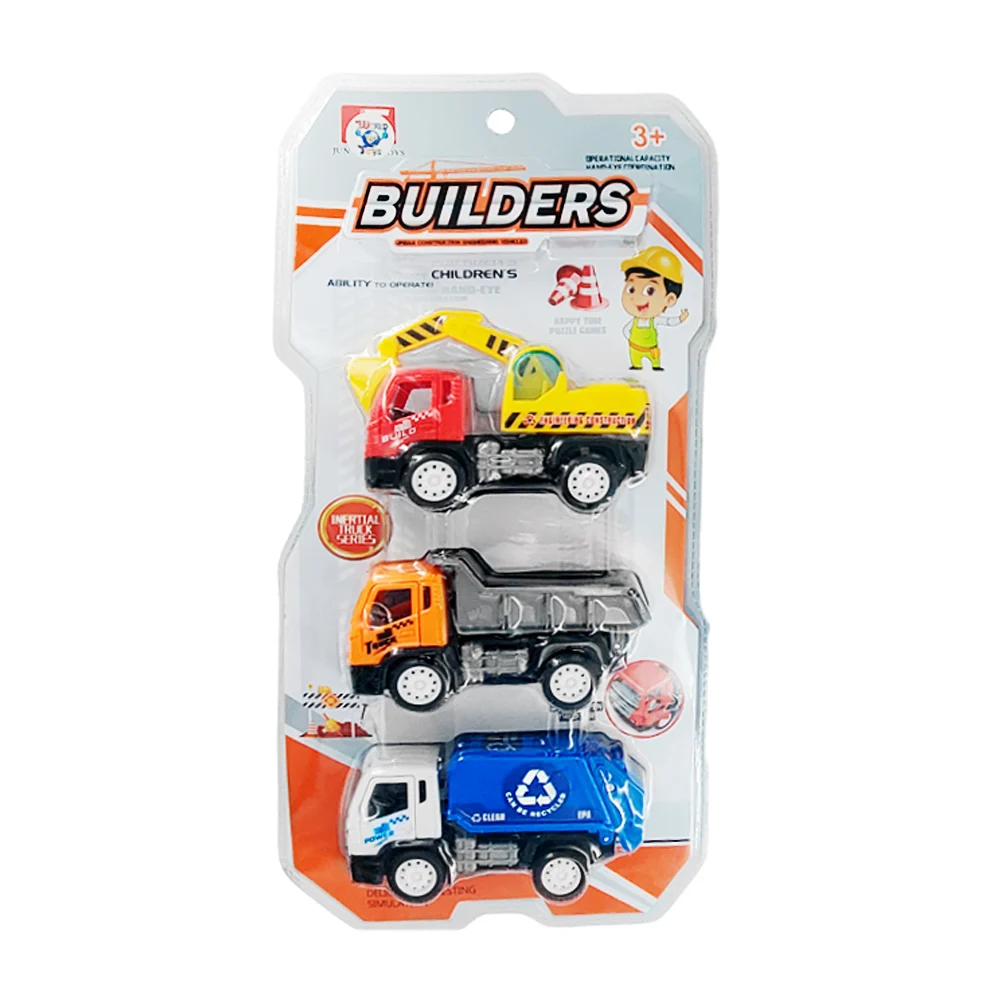Blíster con 3 camiones de carga chicos de juguete / builders / wt3700