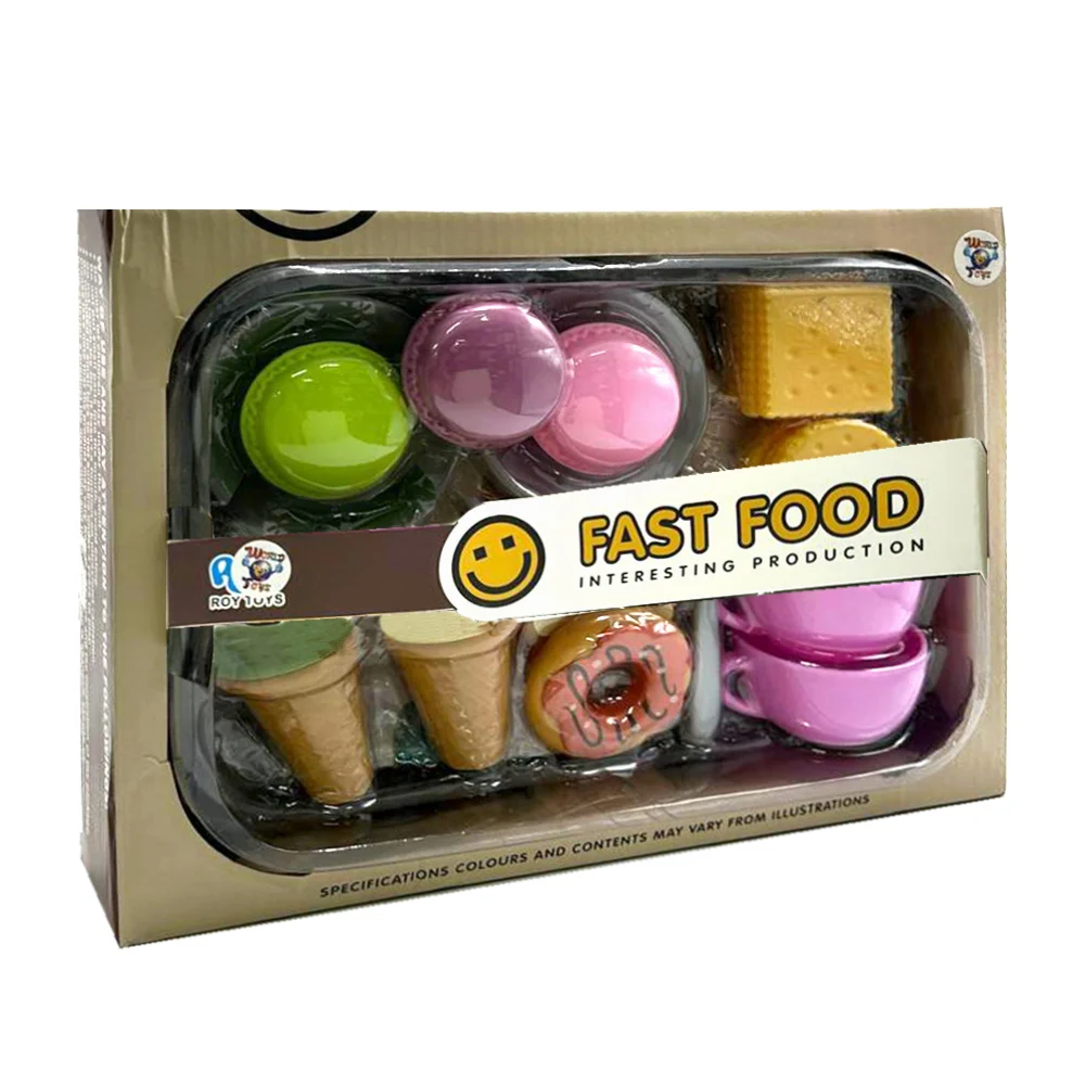 Set juego de comida de juguete con temática de postres y helados, variedad de accesorios / fast food / wt3761