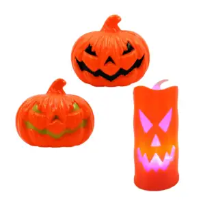 1pza Mini lámpara de plástico en forma de calabaza con luces rgb para…