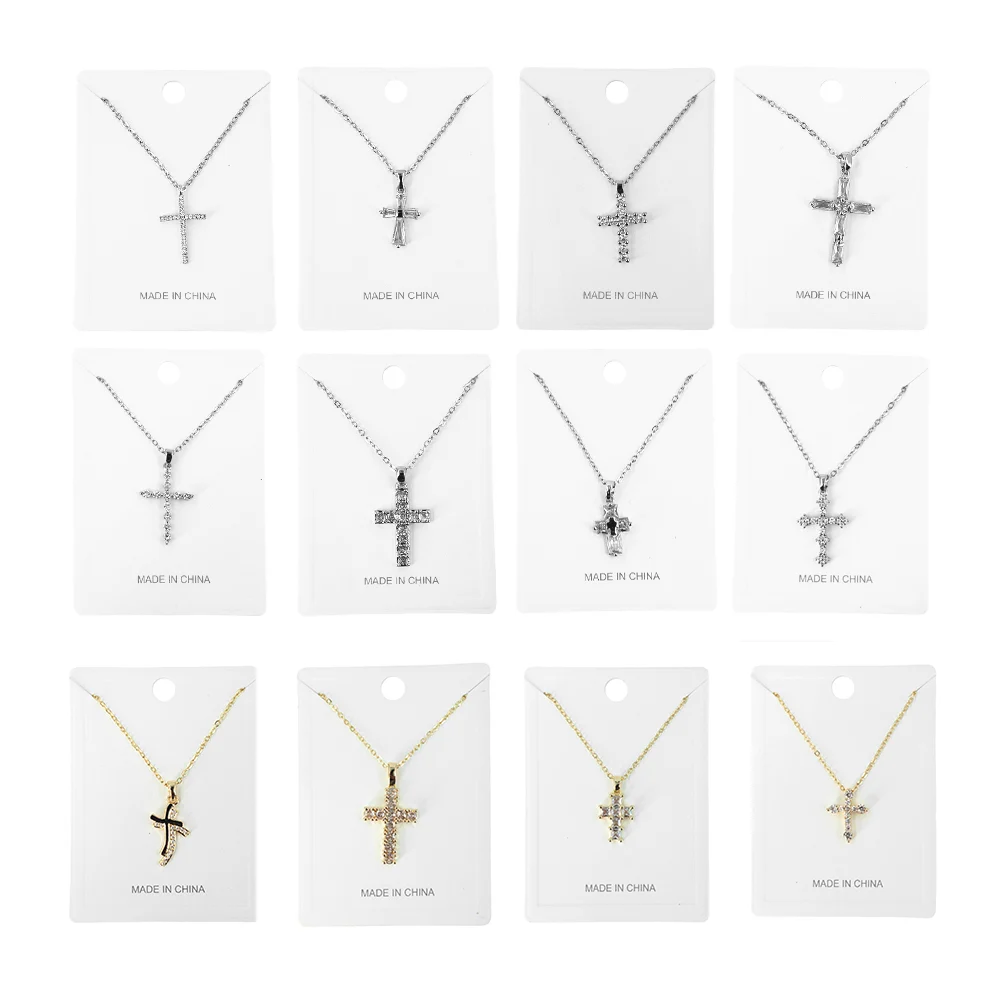 1pza Cadena de fantasía con dije de cruz, variedad de modelos y colores / x-825