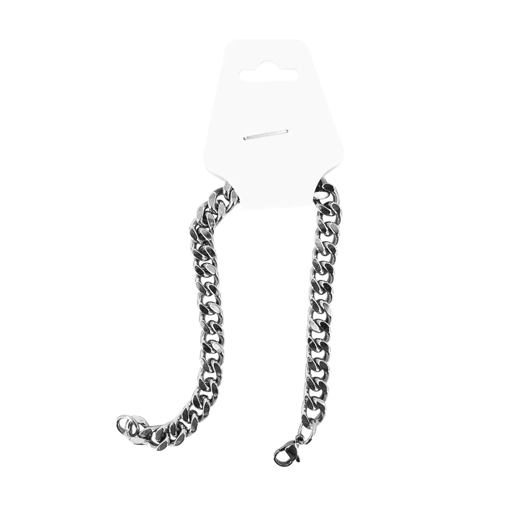 1pza Pulsera tipo cadena de fantasia en color plateada con 0.5cm de grosor / x-826-8