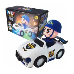 Muñeco policía + carro móvil con luces, sonido, rotación de 360° y la…