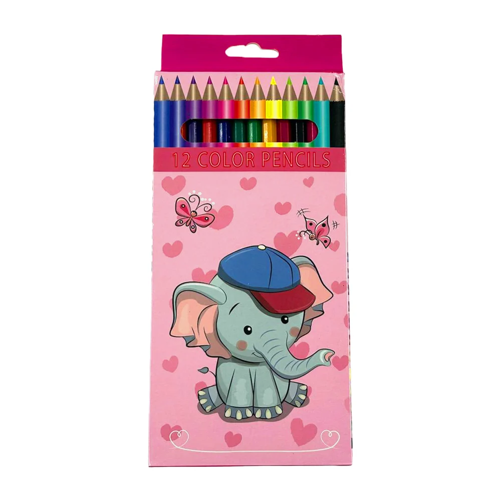 1pza Caja con 12 lápices de colores hexagonales con cuerpo de madera, variedad de colores / 12 color pencils / x-95-11/ j771