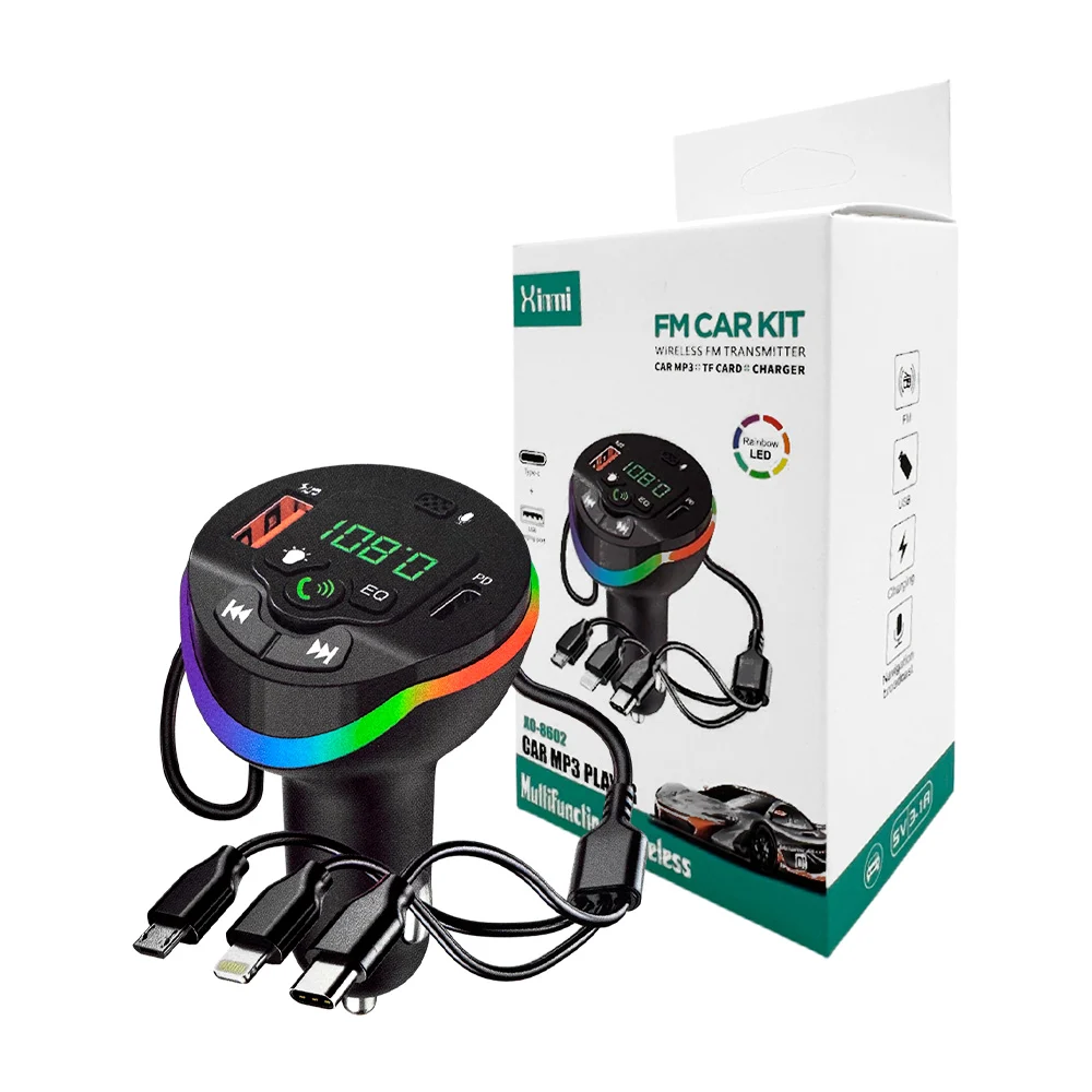 Cargador plug mútiple, control de sonido, entrada V8, tipo-c, lightning / xo-8602