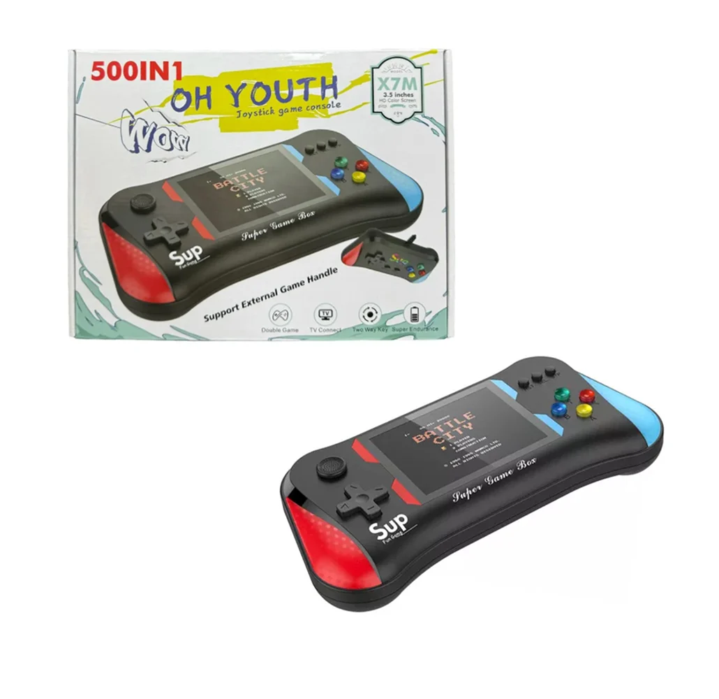 Consola portatil con pantalla de 3.5 pulgadas con 500 juegos retro / oh youth