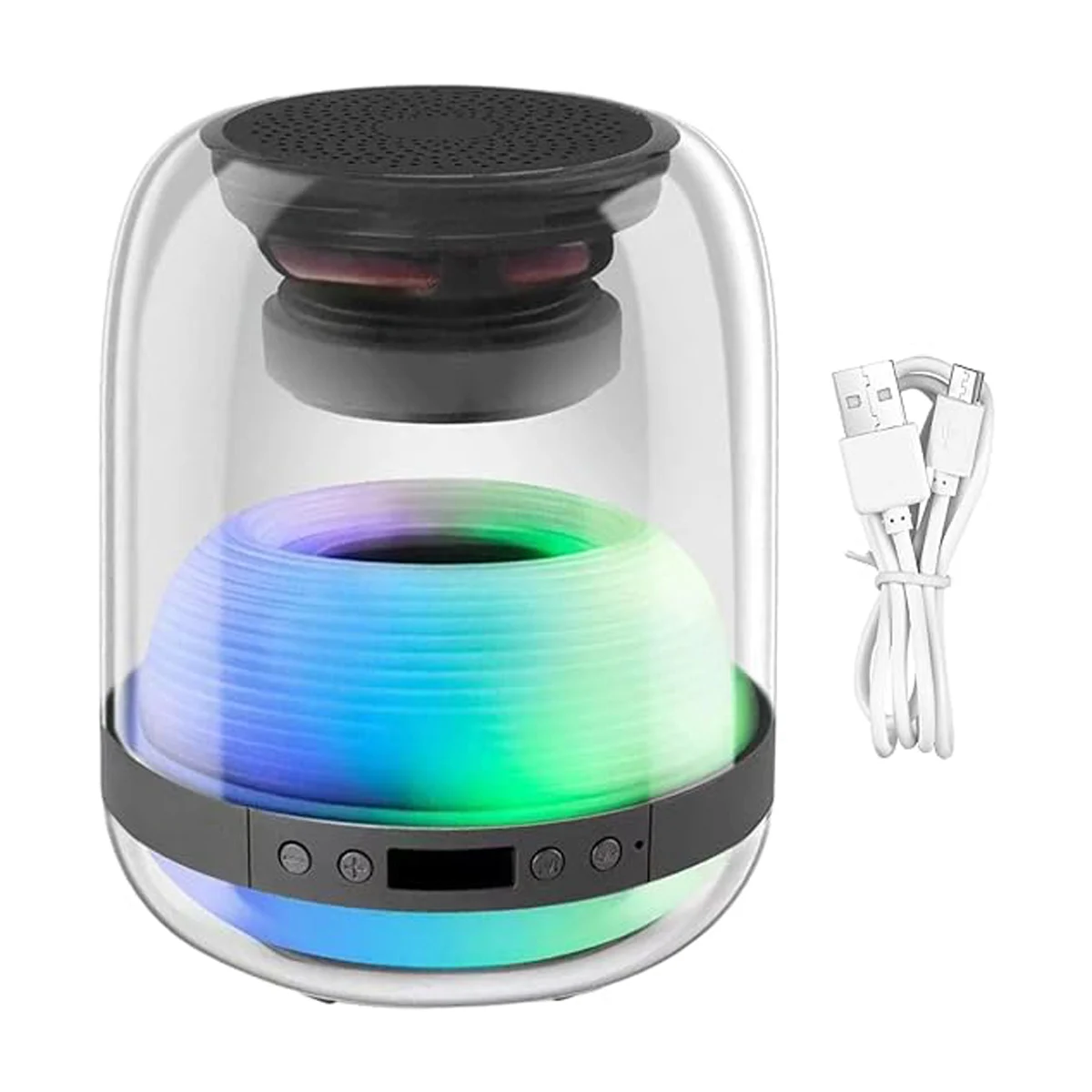 Bocina bluetooth con diseño transparente, puerto usb-tf y luces rgb / xb-14