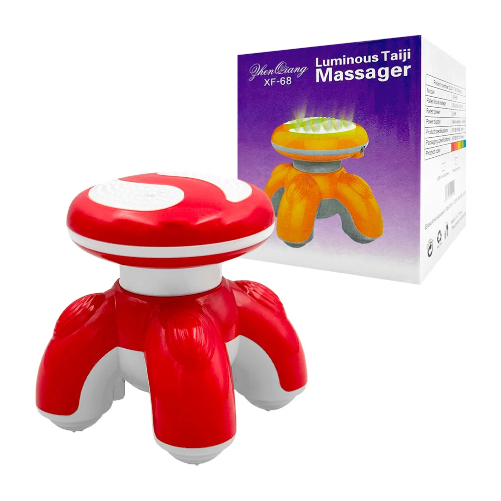 Masajeador corporal eléctrico tipo pulpo con vibración de 4 puntos y detalles fosforescentes, variedad de colores / xf-68 / luminous taiji massager