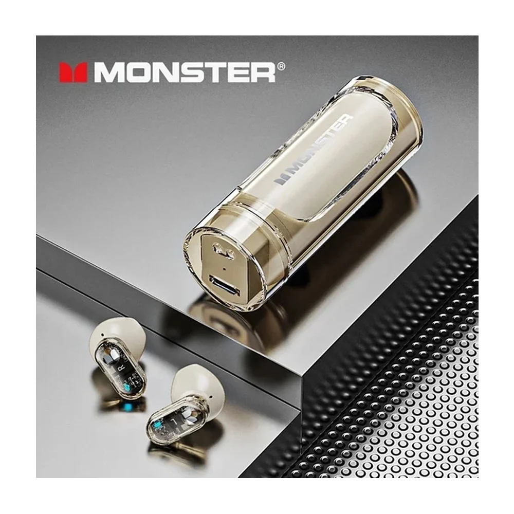 Audífonos monster game bluetooth con estuche tipo cilindrico giratorio de carga, en color negro o beige / airmars xkt13