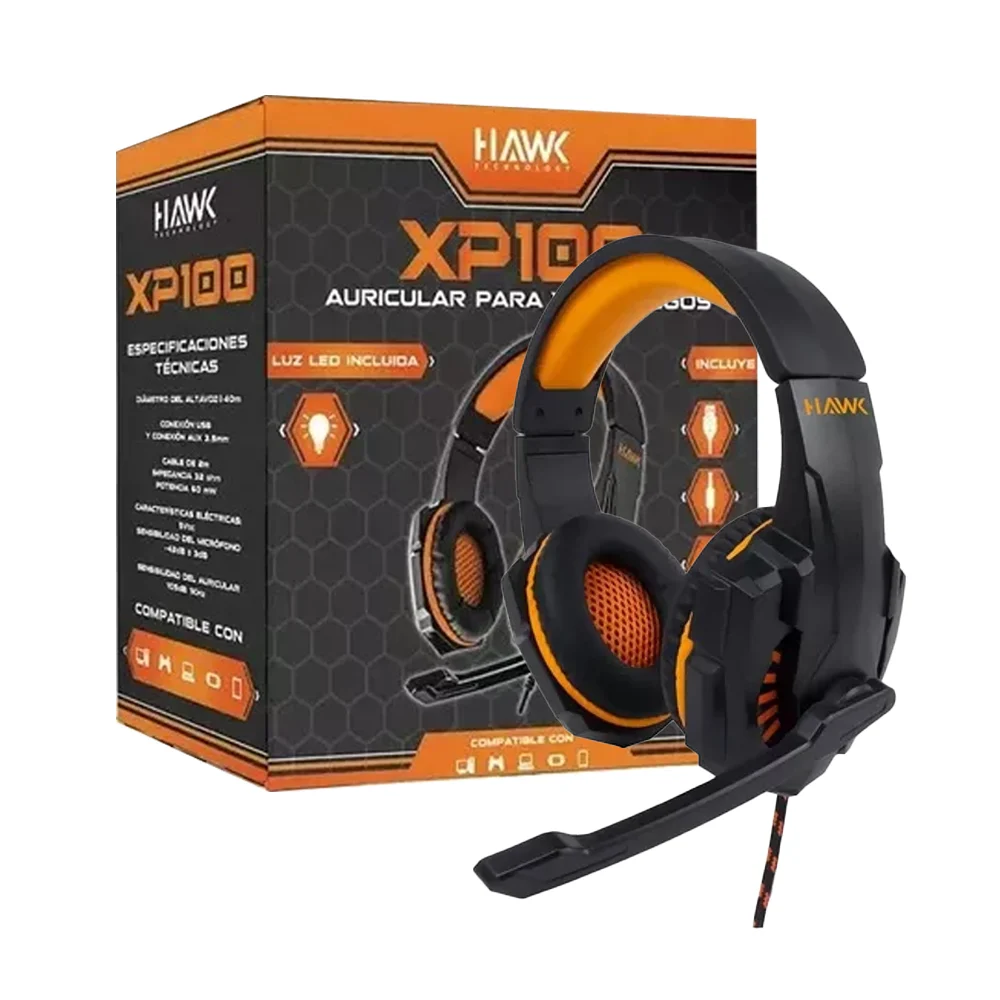 Audífonos de diadema para videojuegos con micrófono y luz led, variedad de colores / xp100a / xp100n