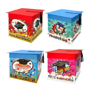 Caja armable de regalo mediana con temática de graduación, 20x20x20cm…