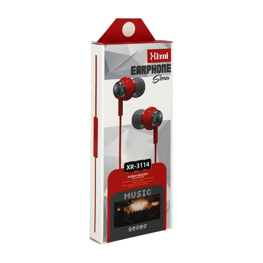 1pza Audífonos / auriculares alámbricos ergonómicos, con almohadillas de silicona ergonómicas y entrada jack 3.5 mm, variedad de colores / earphone / xr-3114