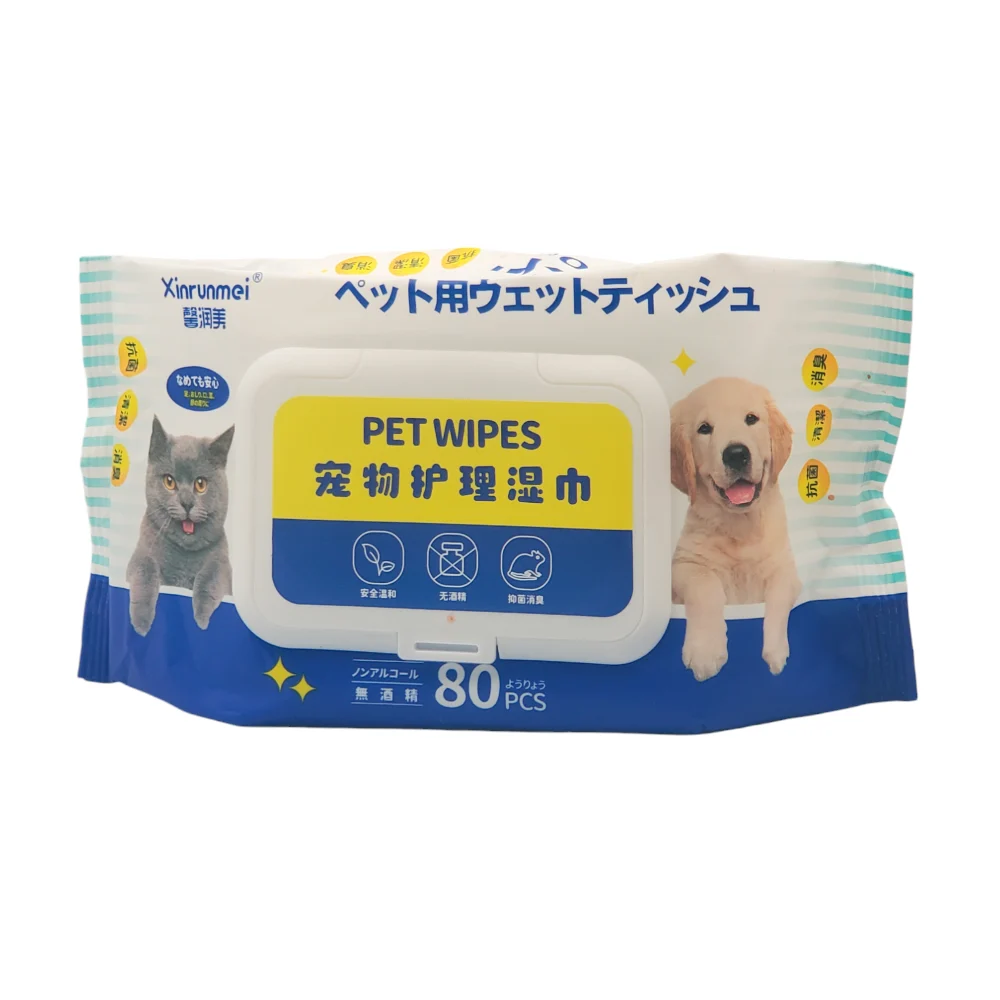 Paquete con 80 toallitas húmedas para mascotas / pet wipes / xrm-0982