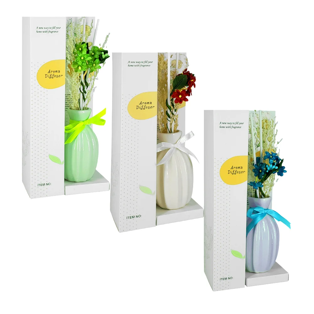 1pza Difusor de aroma con forma de mini jarrón con flores, varas de madera y frasco con esencia, variedad de colores / aroma diffuser / love in life / coconut