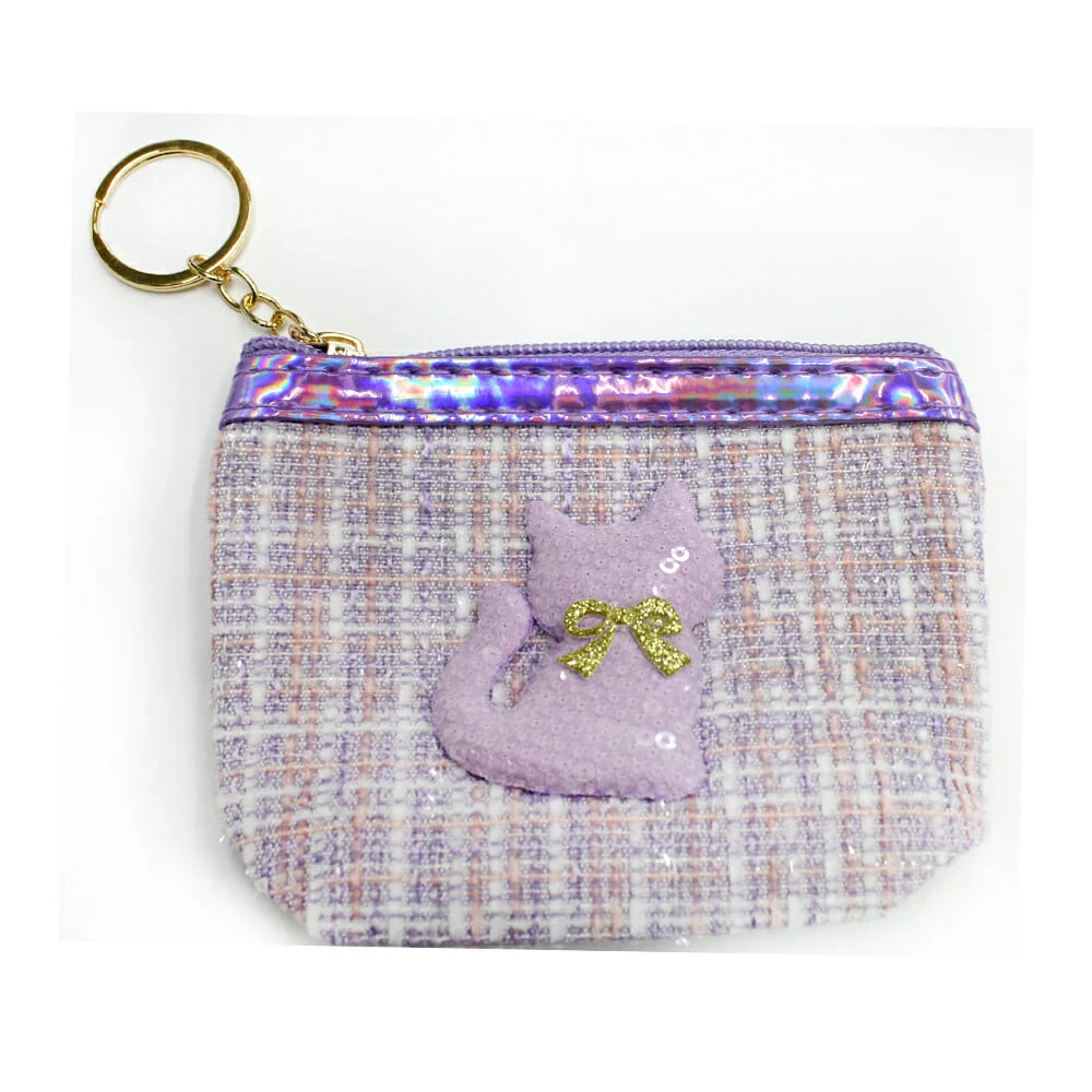 1pza Monedero de tela cuadrado con diseño de gatita, variedad de colores / xy23-9