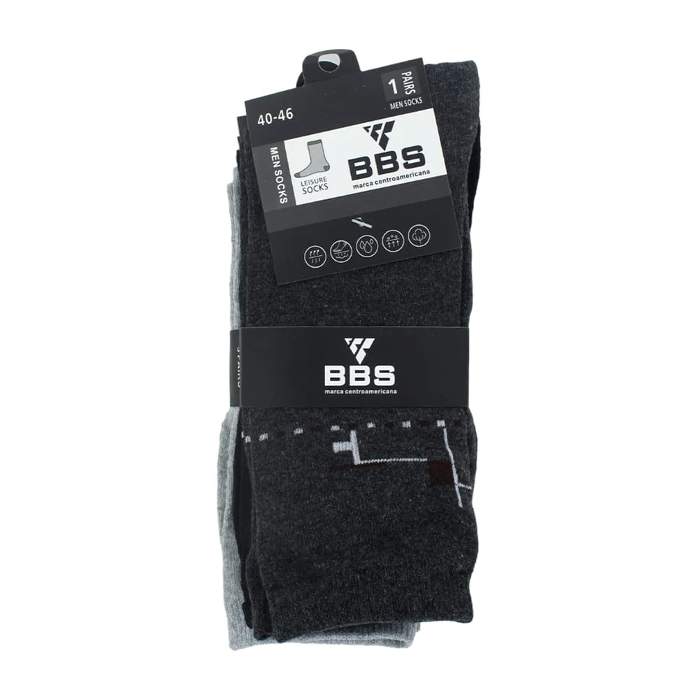 Paquete con 3 pares de calcetines tobilleros bbs con diversos estampados para caballero, variedad de modelos / 3 pairs 40-46