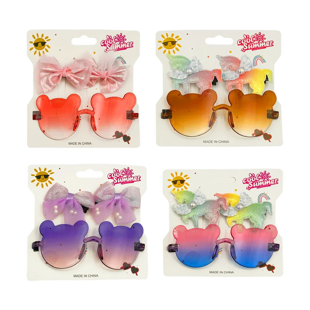 Set de 2 broches – pinzas y lentes bicolor con forma de oso, variedad de modelos / cool summer / y-58-1