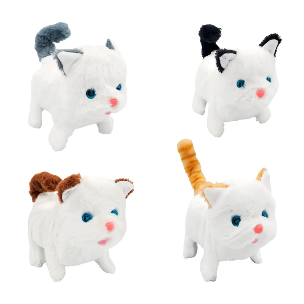 Juguete mecánico en forma de gatito afelpado, con sonido chillón, variedad de colores / y-d517